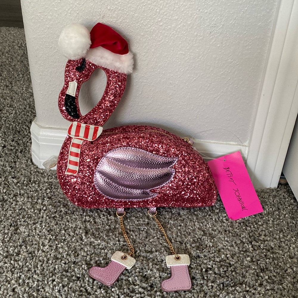 NWT Betsey Johnson Purse Christmas Flamingo